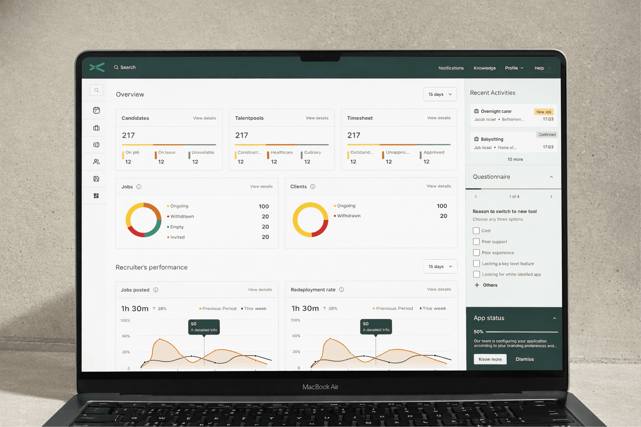 Object-oriented UX design for temporary staffing agency software